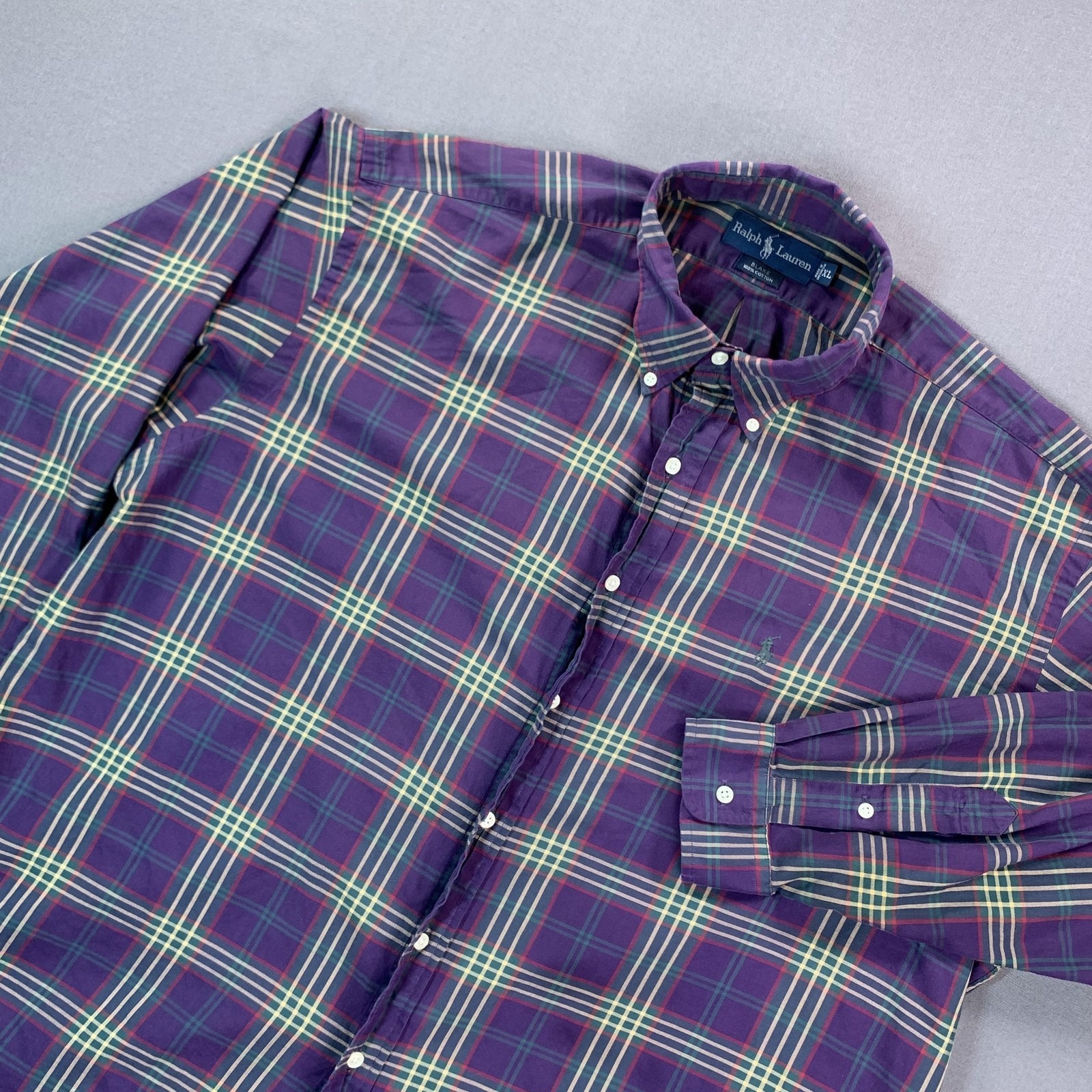 Ralph Lauren Blake Shirt Mens Xl Purple Tartan Plaid Long Slv Button Down Cotton